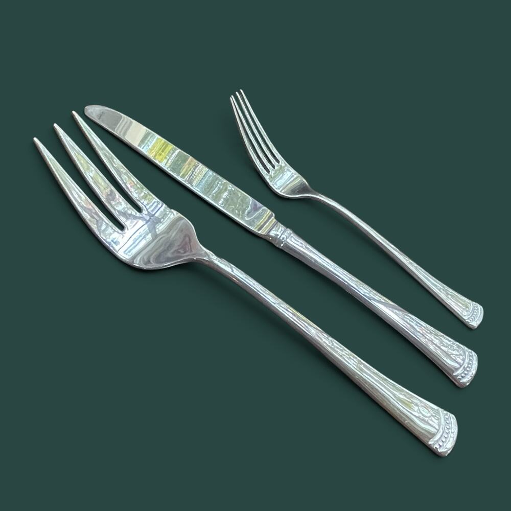 Lenox Portola Flatware Stainless Cold Meat Fork, Salad Fork and Dinner Knife